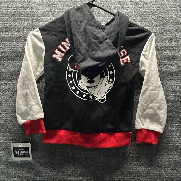 Disney Minnie Mouse Size 4 Kids Black, White, and Red Zip-Up Hoodie Jacket - Picture 3 of 11